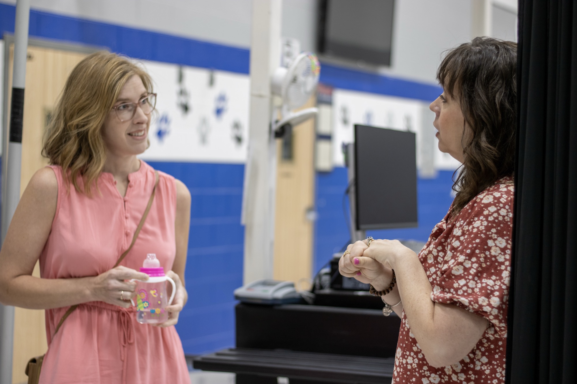 Two members of Cross Hill Church in conversation