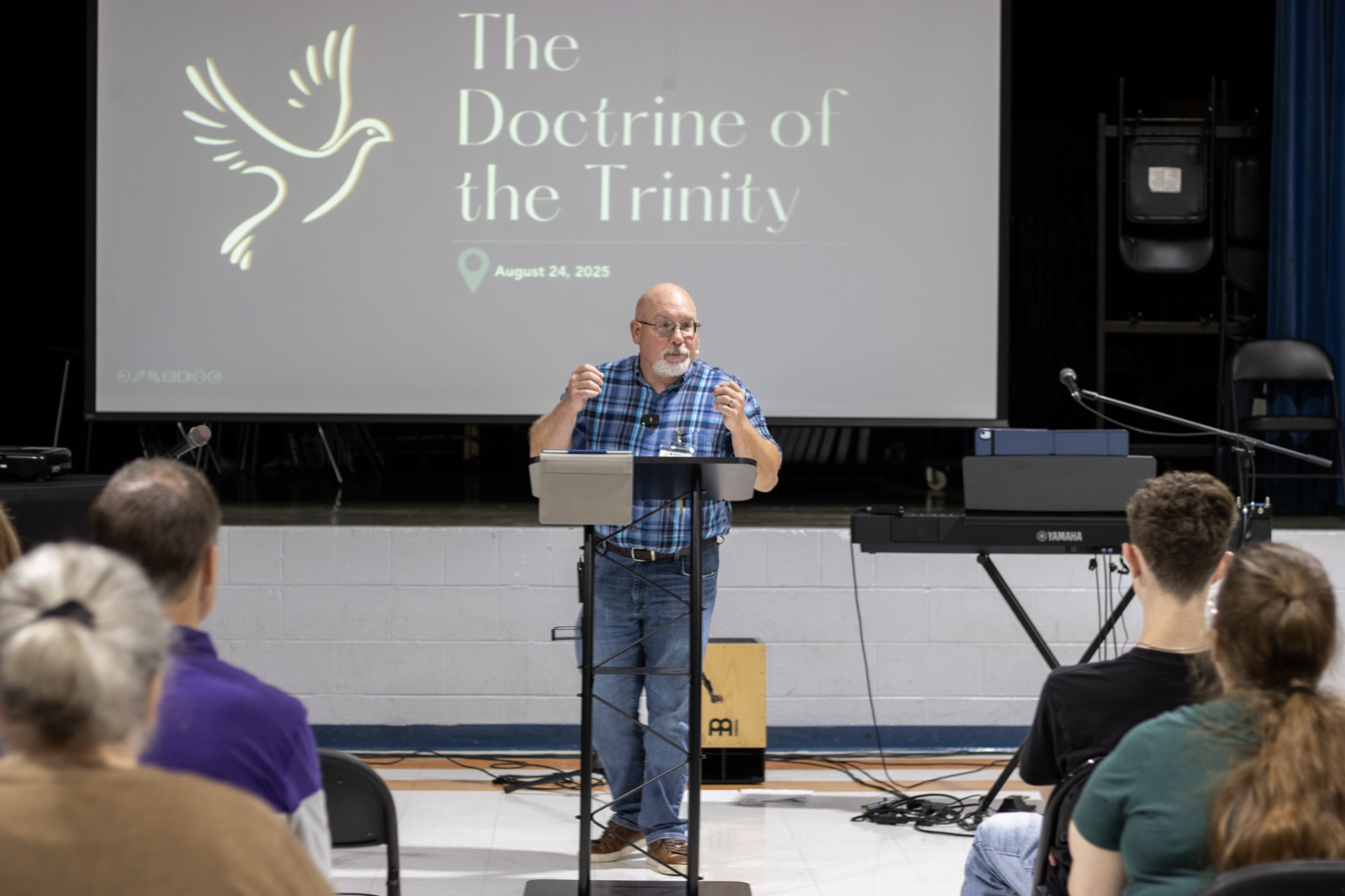 Pastor Cliff Vines preaching at Cross Hill Church